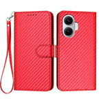 For Xiaomi Poco F7 5G / Redmi Turbo 4 Pro 5G Wallet Case with Strap Carbon Fiber Texture Leather Mobile Cover