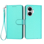 For Xiaomi Poco F7 5G / Redmi Turbo 4 Pro 5G Wallet Case with Strap Carbon Fiber Texture Leather Mobile Cover