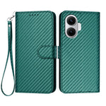 For Xiaomi Poco F7 5G / Redmi Turbo 4 Pro 5G Wallet Case with Strap Carbon Fiber Texture Leather Mobile Cover