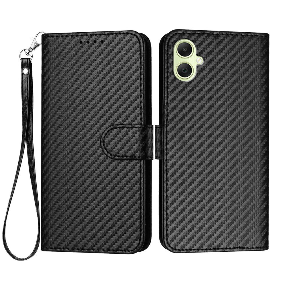 Til Samsung Galaxy A08 5G / A08 4G / A07 4G / A06 4G / A06 5G Wallet Etui med Rem Carbon Fiber Tekstur Læder Mobilcover
