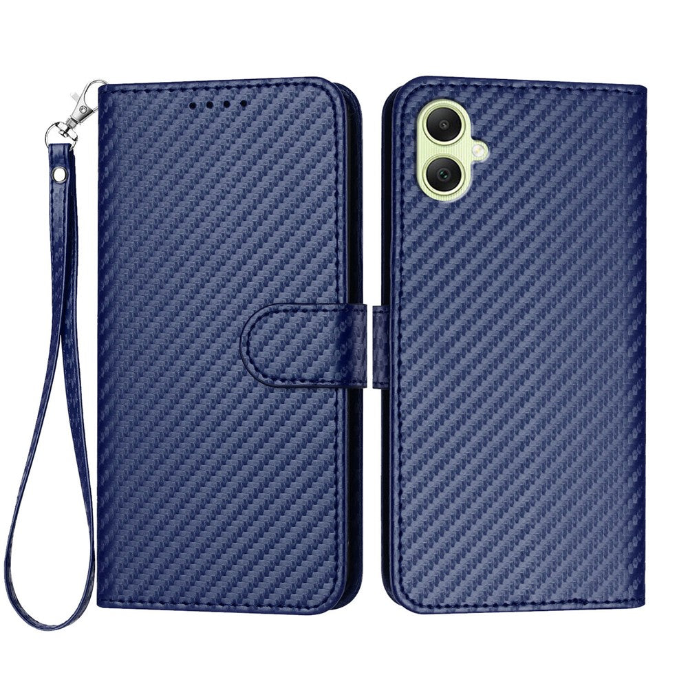 Til Samsung Galaxy A08 5G / A08 4G / A07 4G / A06 4G / A06 5G Wallet Etui med Rem Carbon Fiber Tekstur Læder Mobilcover