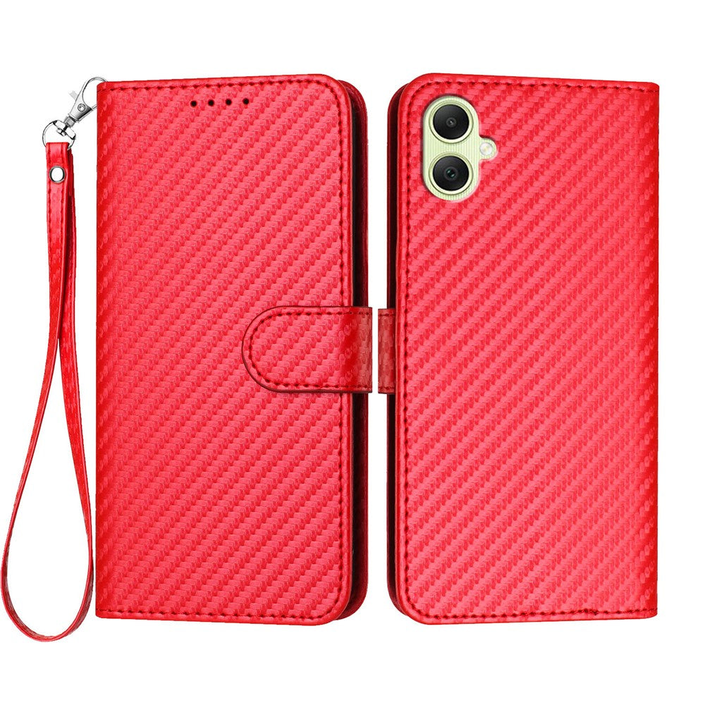 Til Samsung Galaxy A08 5G / A08 4G / A07 4G / A06 4G / A06 5G Wallet Etui med Rem Carbon Fiber Tekstur Læder Mobilcover