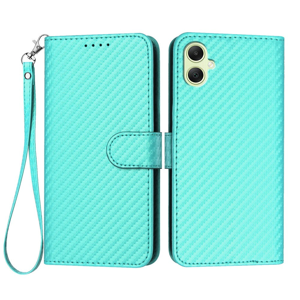 Til Samsung Galaxy A08 5G / A08 4G / A07 4G / A06 4G / A06 5G Wallet Etui med Rem Carbon Fiber Tekstur Læder Mobilcover