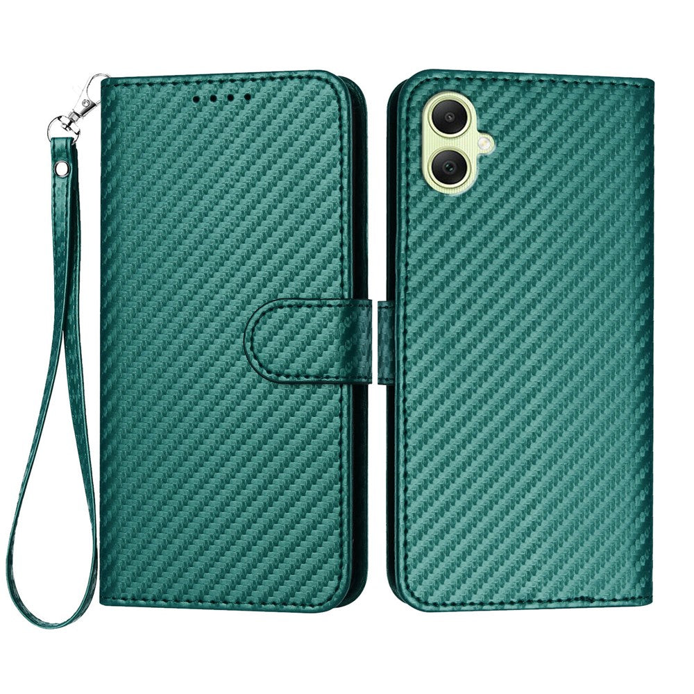 Til Samsung Galaxy A08 5G / A08 4G / A07 4G / A06 4G / A06 5G Wallet Etui med Rem Carbon Fiber Tekstur Læder Mobilcover