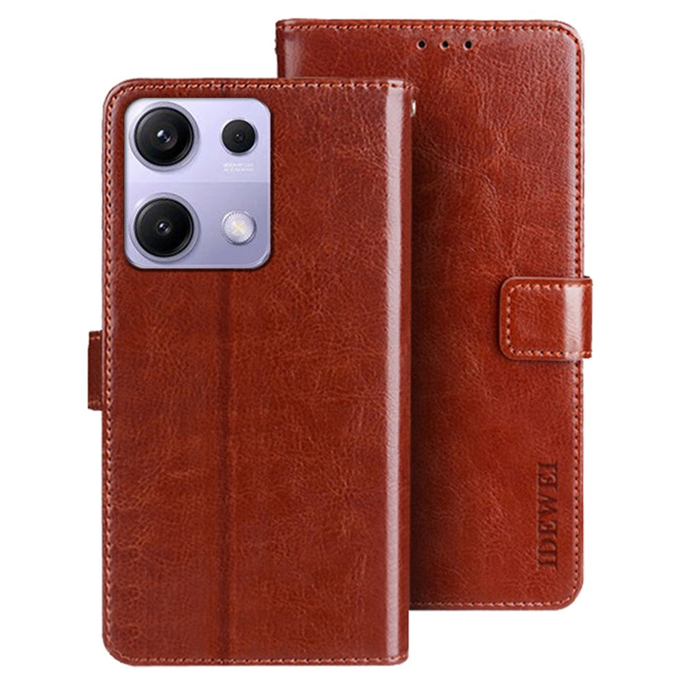 IDEWEI For Xiaomi Redmi Note 14S 4G Stand Case Crazy Horse Texture Leather Phone Cover
