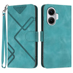 For Xiaomi Poco F7 5G / Redmi Turbo 4 Pro 5G Wallet Case Line Imprinted PU Leather Phone Cover with Strap