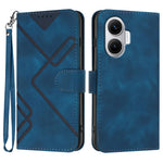 For Xiaomi Poco F7 5G / Redmi Turbo 4 Pro 5G Wallet Case Line Imprinted PU Leather Phone Cover with Strap