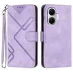For Xiaomi Poco F7 5G / Redmi Turbo 4 Pro 5G Wallet Case Line Imprinted PU Leather Phone Cover with Strap