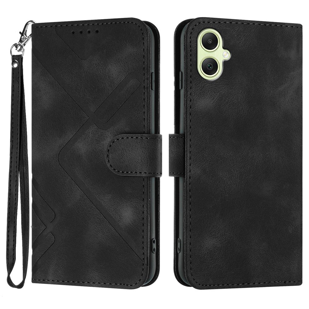 Samsung Galaxy A08 5G / A08 4G / A07 4G / A07s 4G / A06 4G / A06 5G-pungcover i PU-læder med tryk og rem