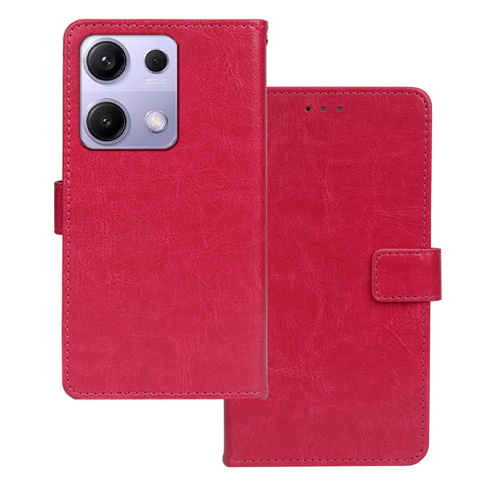 IDEWEI For Xiaomi Redmi Note 14S 4G Case Wallet Leather Phone Cover Crazy Horse Texture