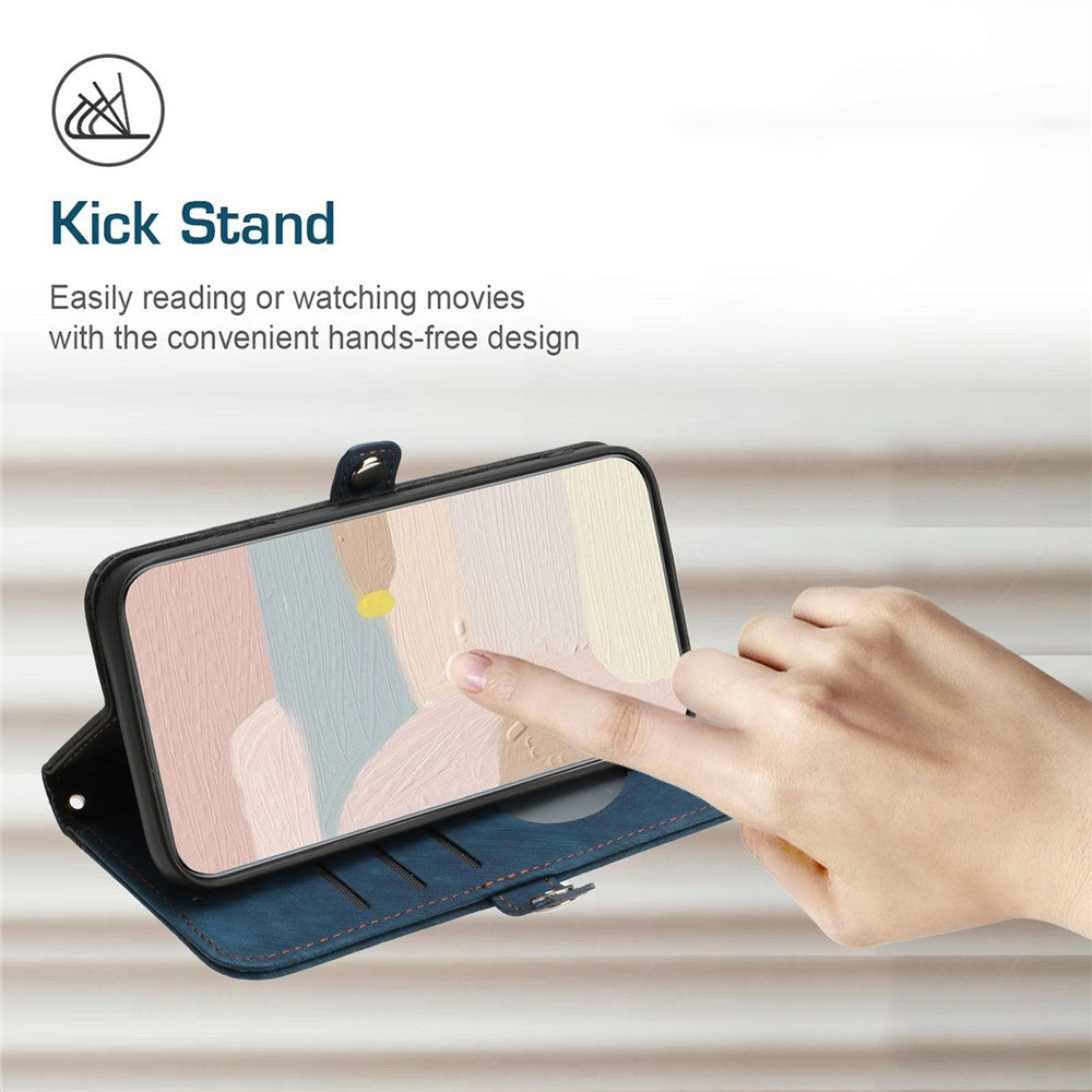 For Honor 400 Pro 5G (Global) PU Leather Case with Strap Phone Cover Stand Side Magnetic Button Design