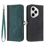 For Honor 400 Pro 5G (Global) PU Leather Case with Strap Phone Cover Stand Side Magnetic Button Design