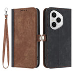 For Honor 400 Pro 5G (Global) PU Leather Case with Strap Phone Cover Stand Side Magnetic Button Design