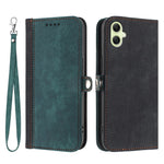 Samsung Galaxy A08 5G / A08 4G / A07 4G / A07s 4G / A06 4G / A06 5G PU-lædercover med rem, mobilcover, stativ og magnetisk knapdesign på siden
