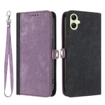 Samsung Galaxy A08 5G / A08 4G / A07 4G / A07s 4G / A06 4G / A06 5G PU-lædercover med rem, mobilcover, stativ og magnetisk knapdesign på siden