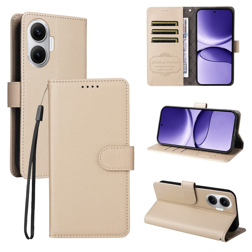 For Xiaomi Poco F7 5G / Redmi Turbo 4 Pro 5G Case RFID Blocking 3 Card Slots PU Leather Phone Cover with Wrist Strap