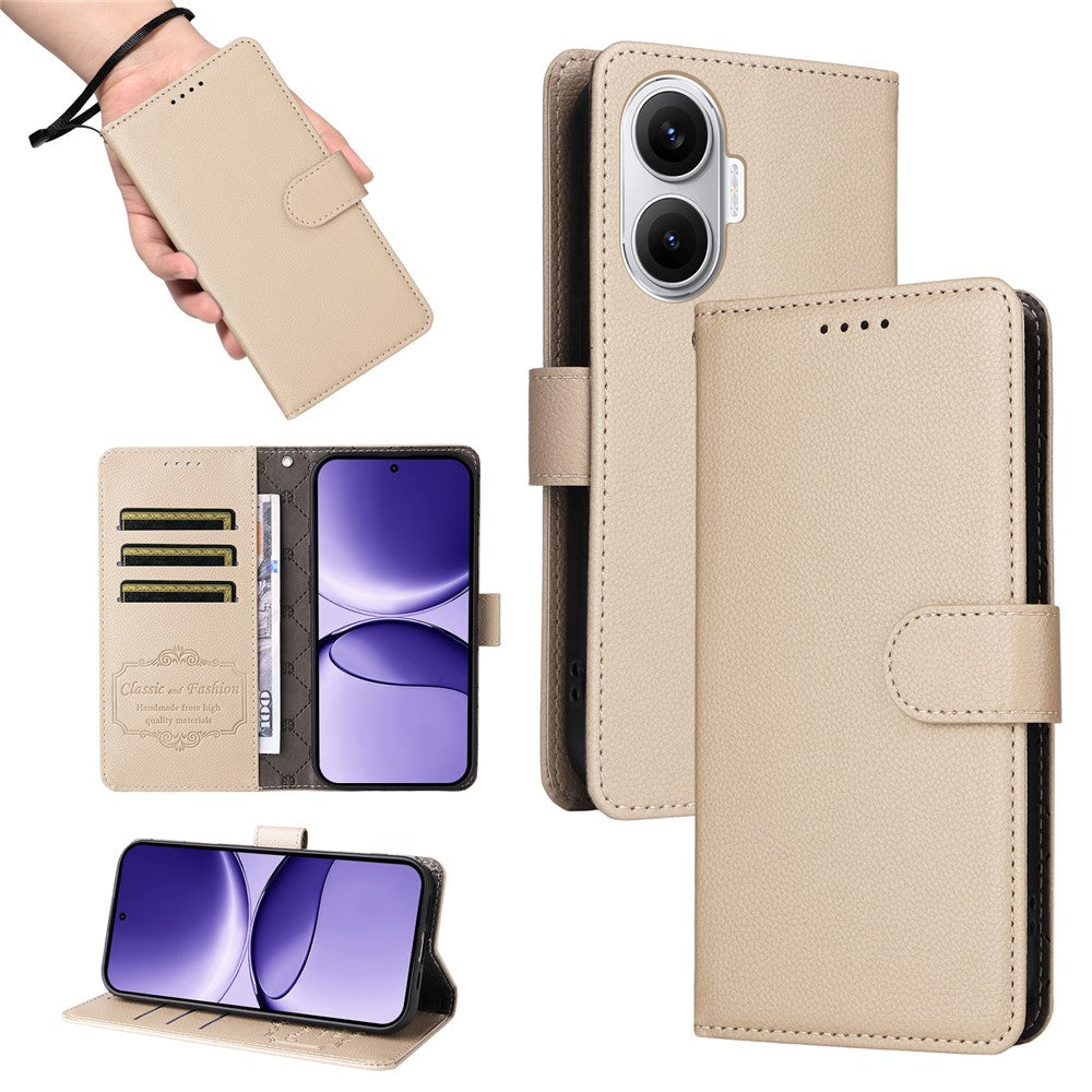 For Xiaomi Poco F7 5G / Redmi Turbo 4 Pro 5G Case RFID Blocking 3 Card Slots PU Leather Phone Cover with Wrist Strap