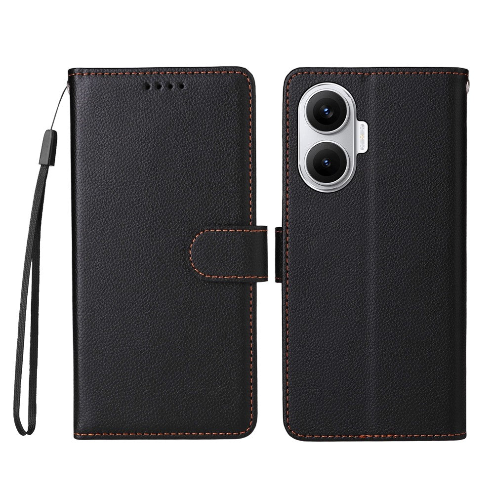 For Xiaomi Poco F7 5G / Redmi Turbo 4 Pro 5G Case RFID Blocking 3 Card Slots PU Leather Phone Cover with Wrist Strap