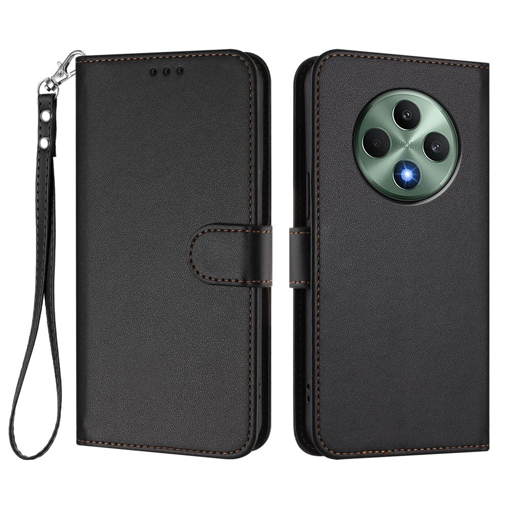 Oppo Reno12 F 4G / Oppo Reno12 FS 5G / Oppo Reno12 F 5G Läderfodral Plånboksfodral med stativ och handledsrem