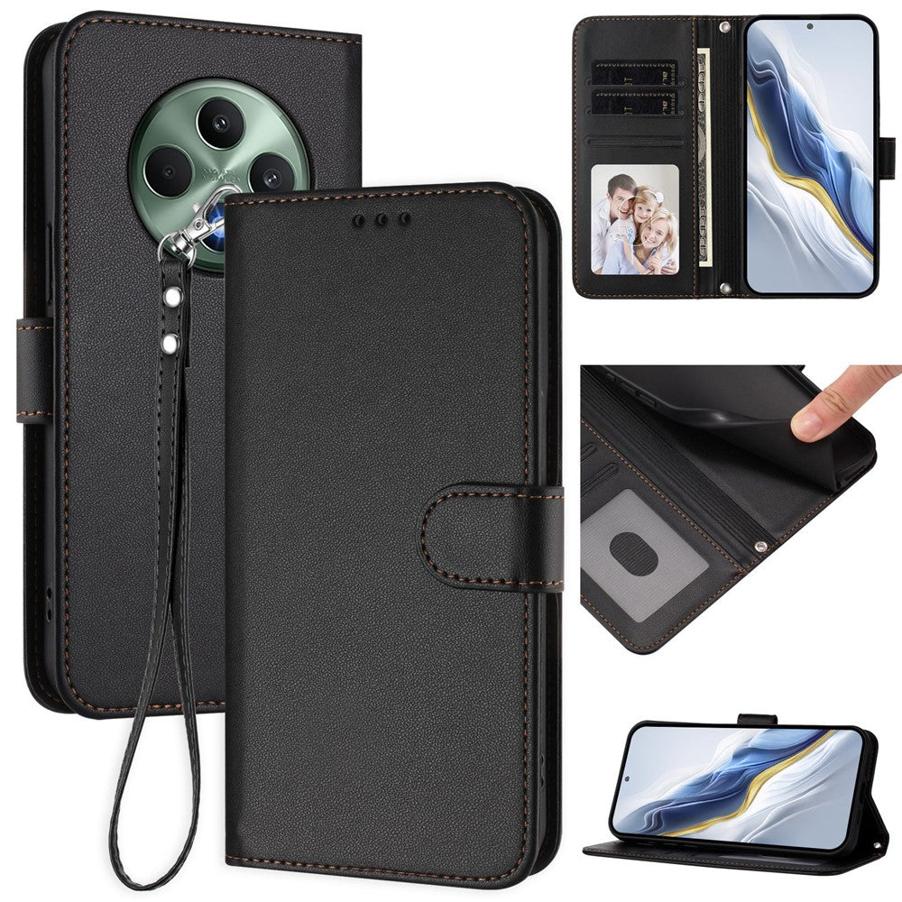 Oppo Reno12 F 4G / Oppo Reno12 FS 5G / Oppo Reno12 F 5G Läderfodral Plånboksfodral med stativ och handledsrem