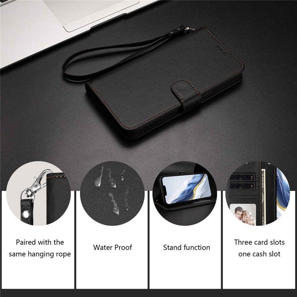 For Xiaomi 14T Leather Case Wallet Stand Phone Cover with Wrist Strap