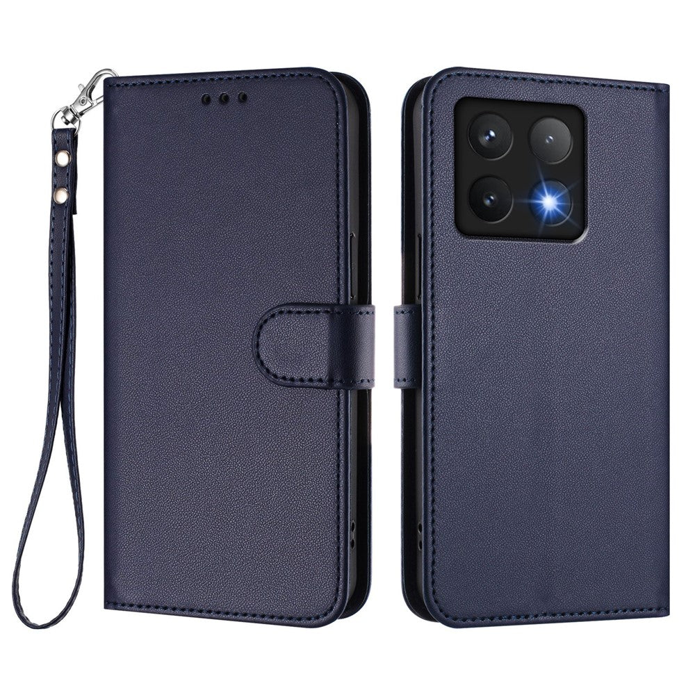 For Xiaomi 14T Leather Case Wallet Stand Phone Cover with Wrist Strap