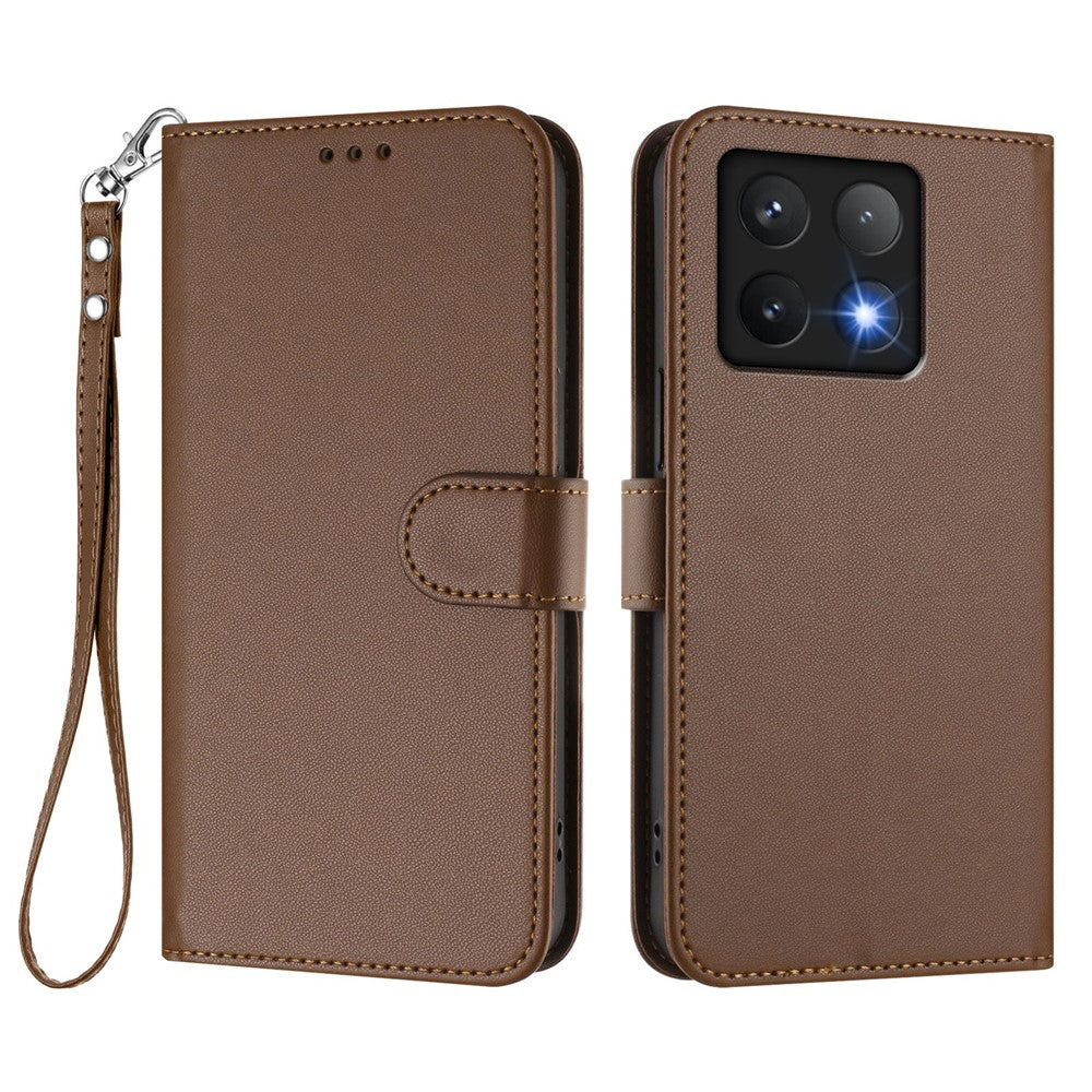For Xiaomi 14T Leather Case Wallet Stand Phone Cover with Wrist Strap