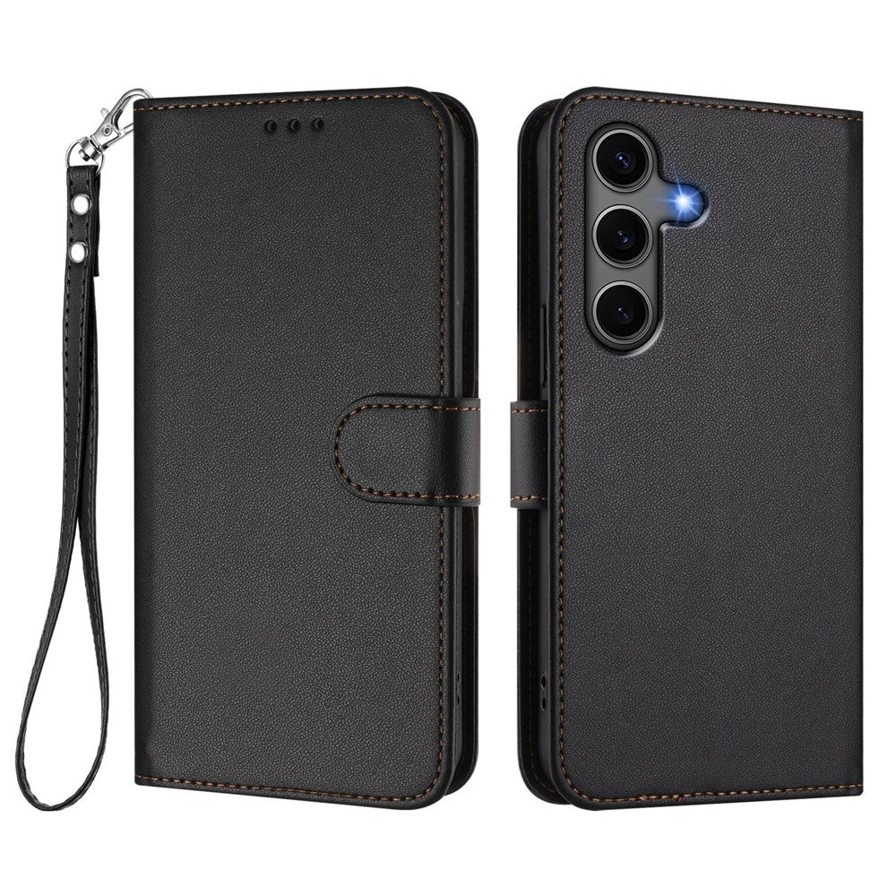 Til Samsung Galaxy S24+ / Galaxy S25+ Læderetui Pung Stativ Telefoncover med Håndrem
