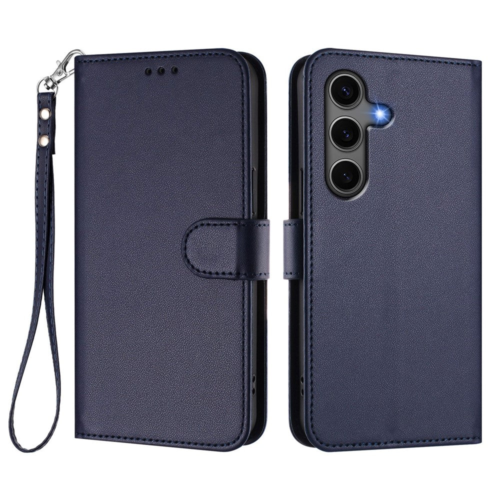 For Samsung Galaxy S24+ / Galaxy S25+ Leather Case Wallet Stand Phone Cover with Wrist Strap
