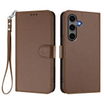 For Samsung Galaxy S24+ / Galaxy S25+ Leather Case Wallet Stand Phone Cover with Wrist Strap