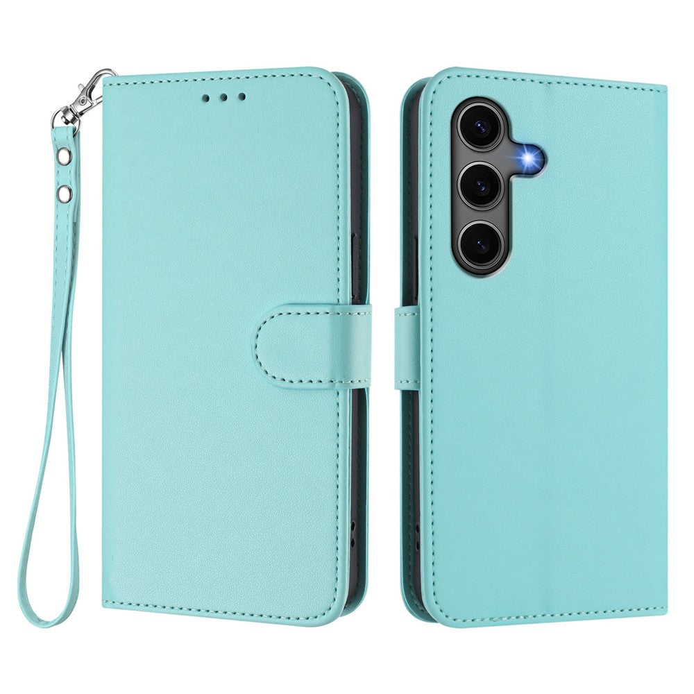 For Samsung Galaxy S24+ / Galaxy S25+ Leather Case Wallet Stand Phone Cover with Wrist Strap