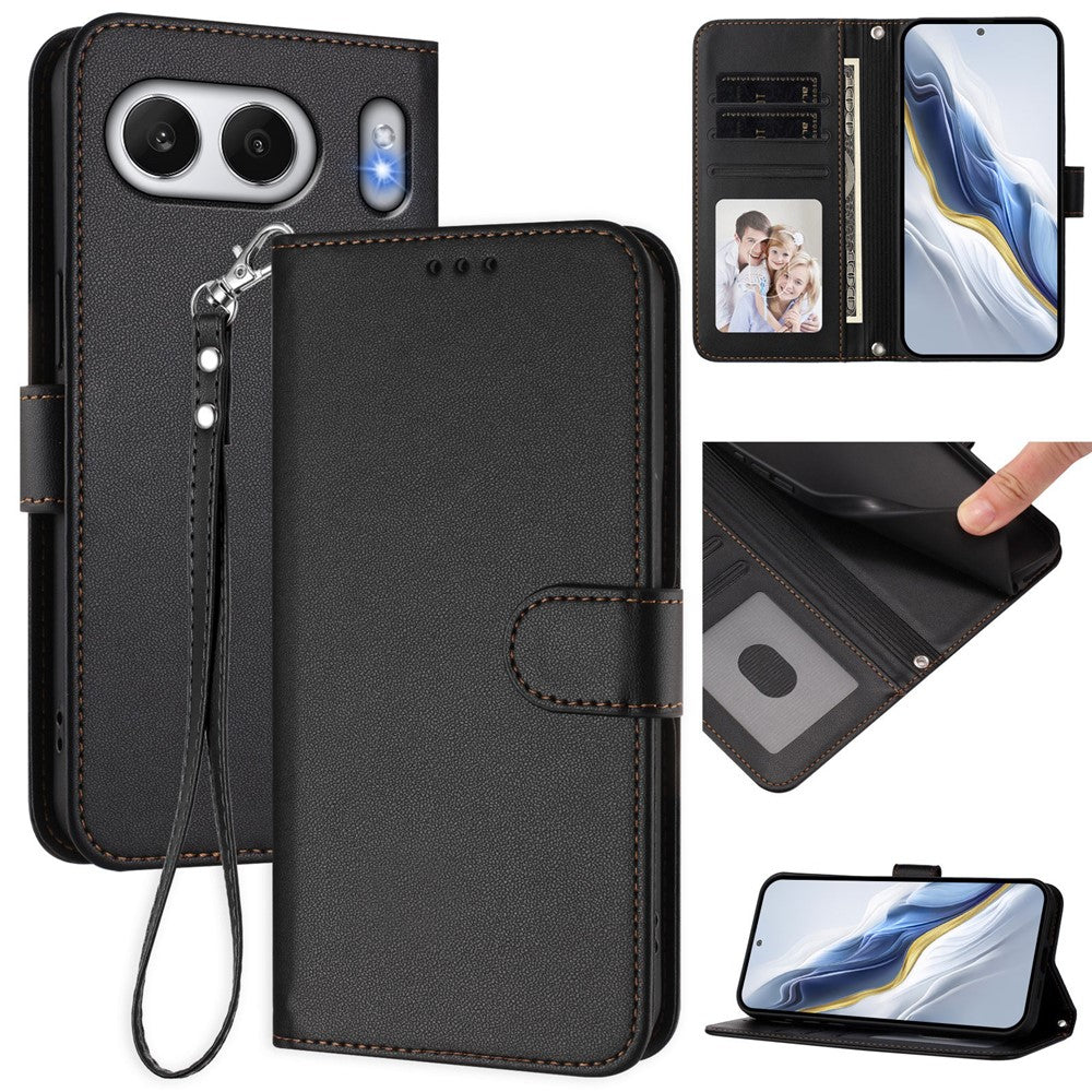 OnePlus Nord 4 Läderfodral Plånboksfodral med Stativ mobilfodral med Handledsrem