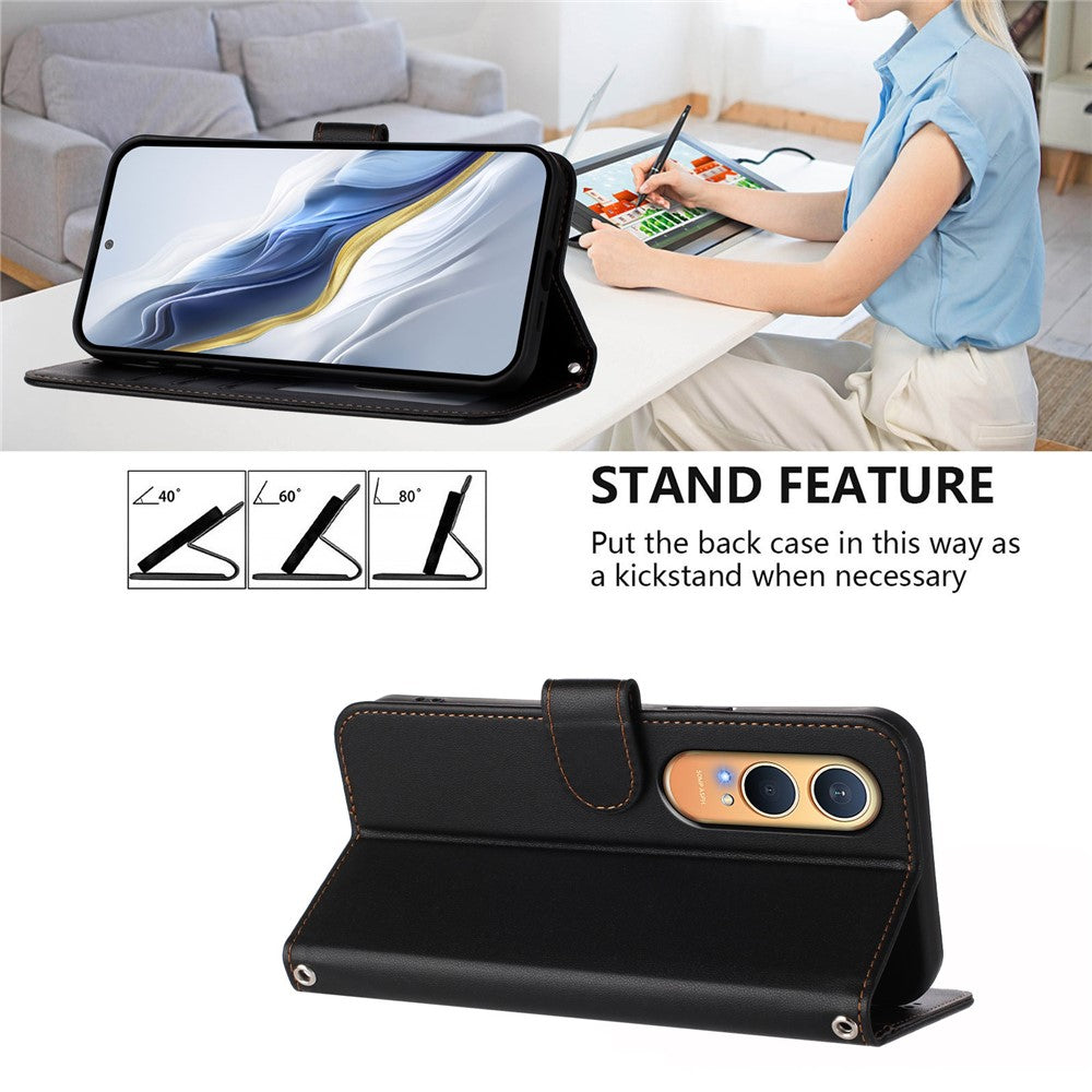 For OnePlus Nord CE4 Lite 5G Leather Case Wallet Stand Phone Cover with Wrist Strap