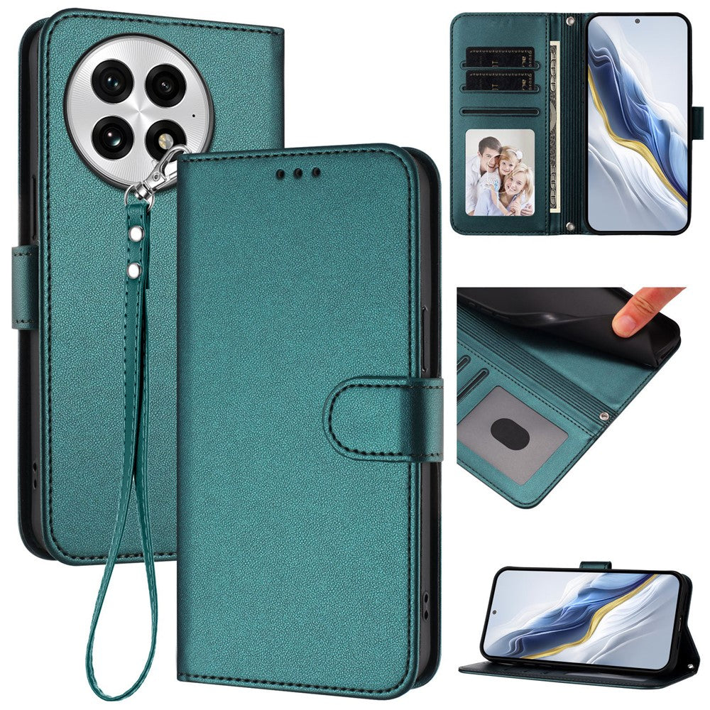 For OnePlus 13 Leather Case Wallet Stand Phone Cover with Wrist Strap