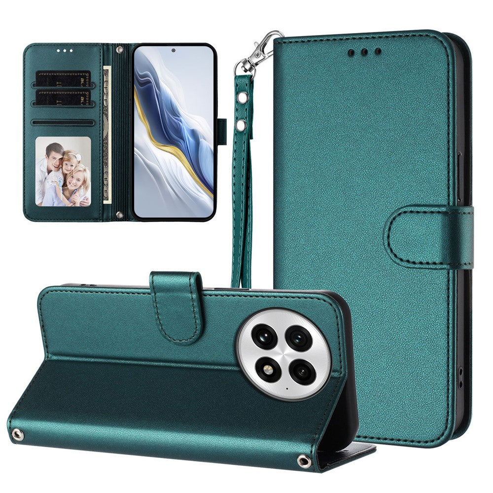 For OnePlus 13 Leather Case Wallet Stand Phone Cover with Wrist Strap