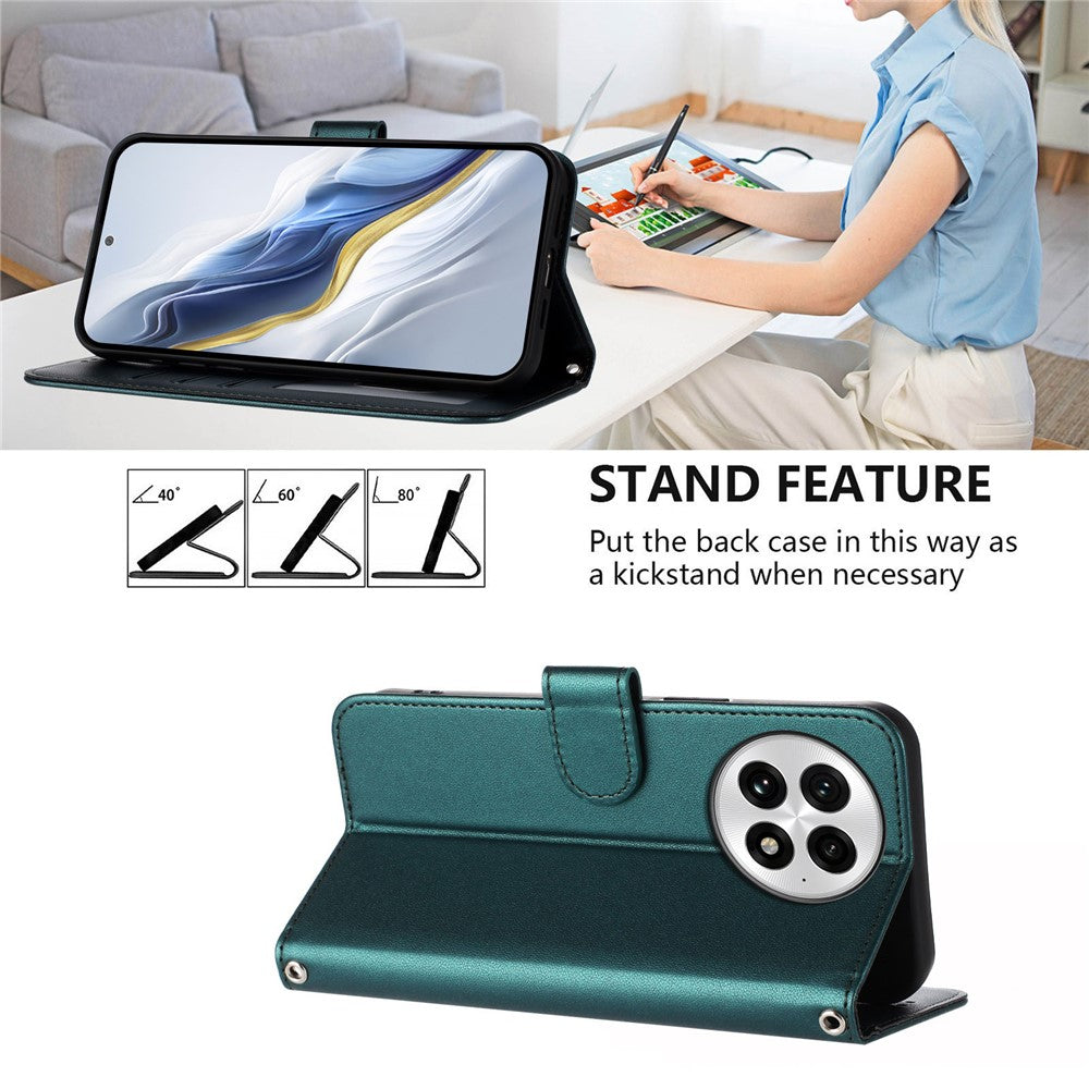 For OnePlus 13 Leather Case Wallet Stand Phone Cover with Wrist Strap
