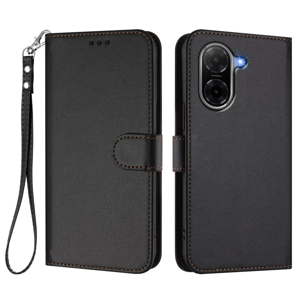 For Xiaomi Redmi A5 NFC (EU) (173.45mm) Leather Case Wallet Stand Phone Cover with Wrist Strap