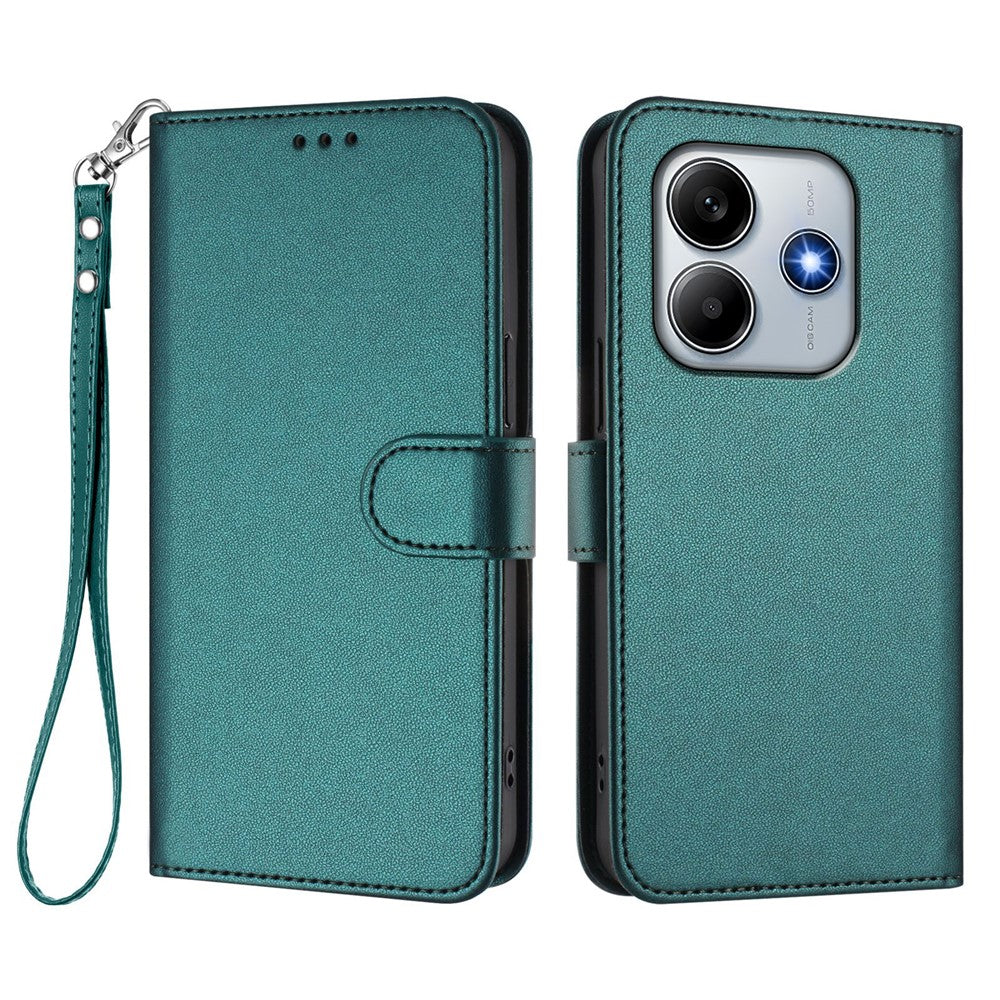 For Xiaomi Redmi Note 14 4G (164.84mm) Leather Case Wallet Stand Phone Cover with Wrist Strap