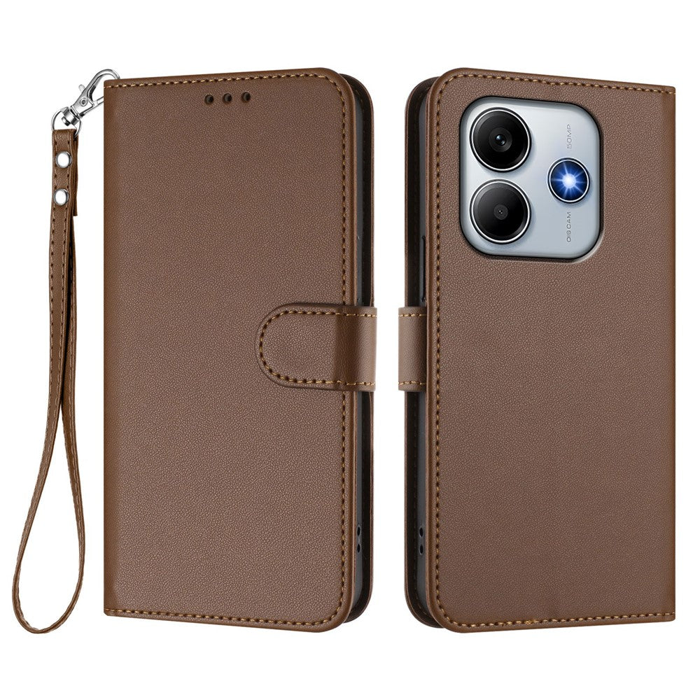 For Xiaomi Redmi Note 14 4G (164.84mm) Leather Case Wallet Stand Phone Cover with Wrist Strap