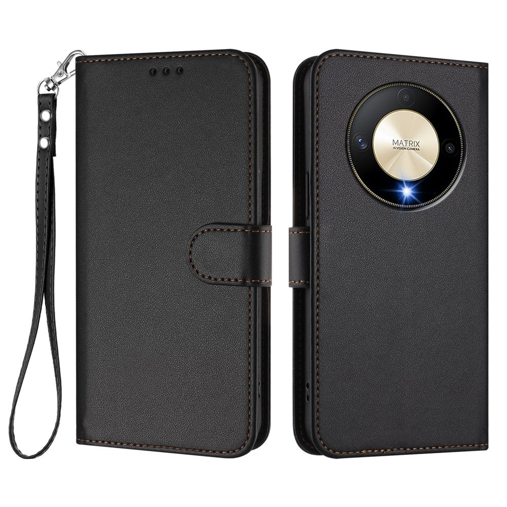 For Honor Magic6 Lite 5G / Honor X9b 5G Leather Case Wallet Stand Phone Cover with Wrist Strap