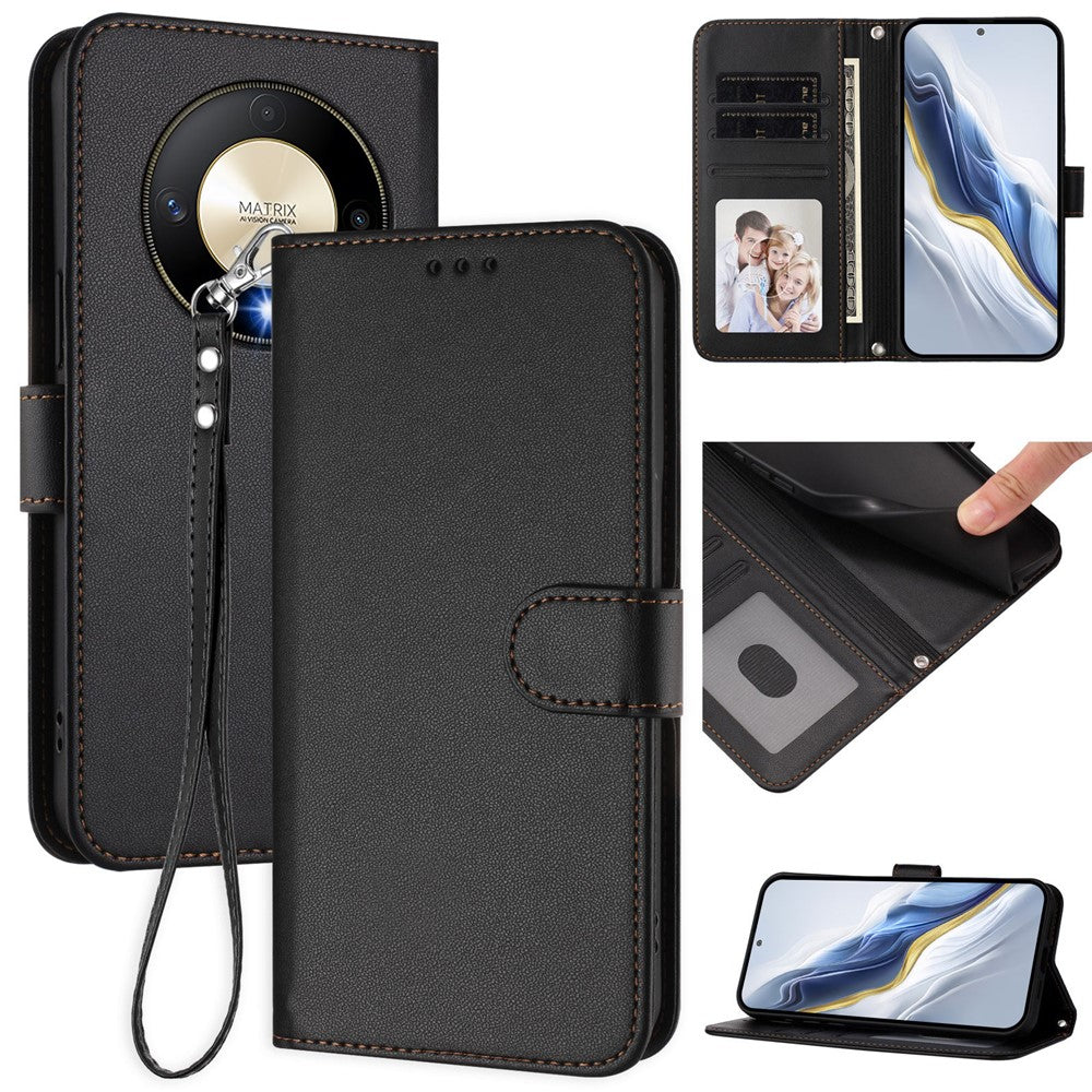 For Honor Magic6 Lite 5G / Honor X9b 5G Leather Case Wallet Stand Phone Cover with Wrist Strap