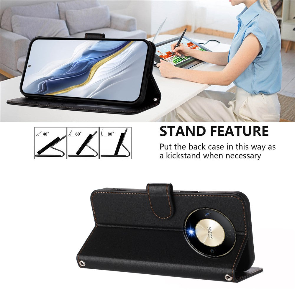 For Honor Magic6 Lite 5G / Honor X9b 5G Leather Case Wallet Stand Phone Cover with Wrist Strap