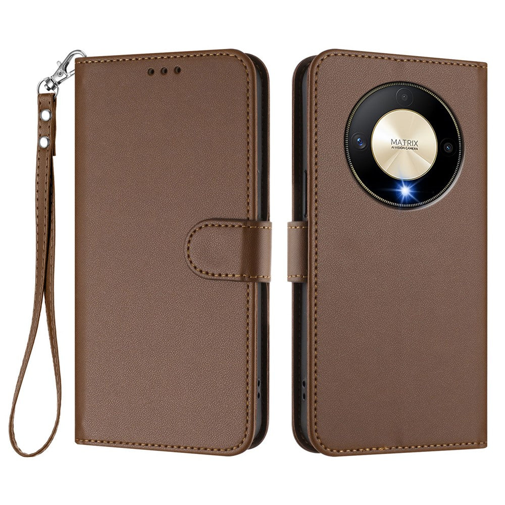 For Honor Magic6 Lite 5G / Honor X9b 5G Leather Case Wallet Stand Phone Cover with Wrist Strap