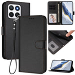 For Honor X8c 4G Leather Case Wallet Stand Phone Cover with Wrist Strap
