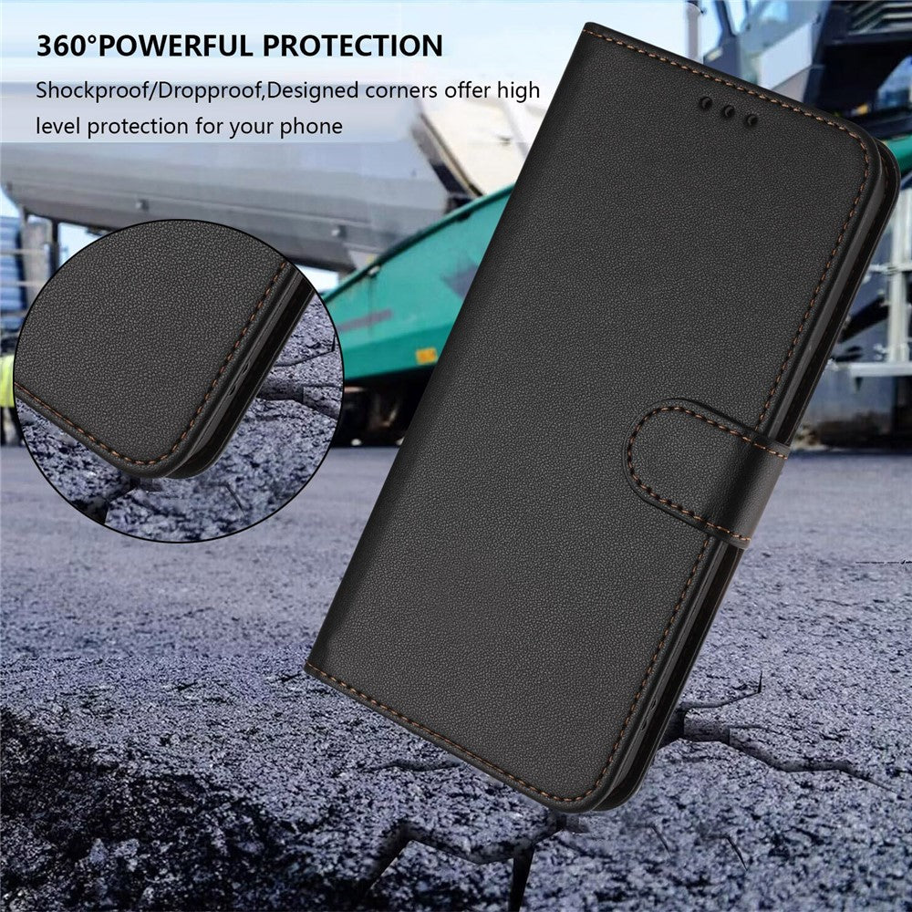 For Honor X8c 4G Leather Case Wallet Stand Phone Cover with Wrist Strap
