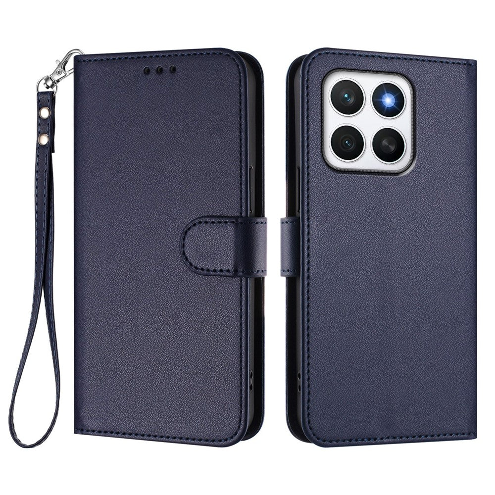 For Honor X8c 4G Leather Case Wallet Stand Phone Cover with Wrist Strap