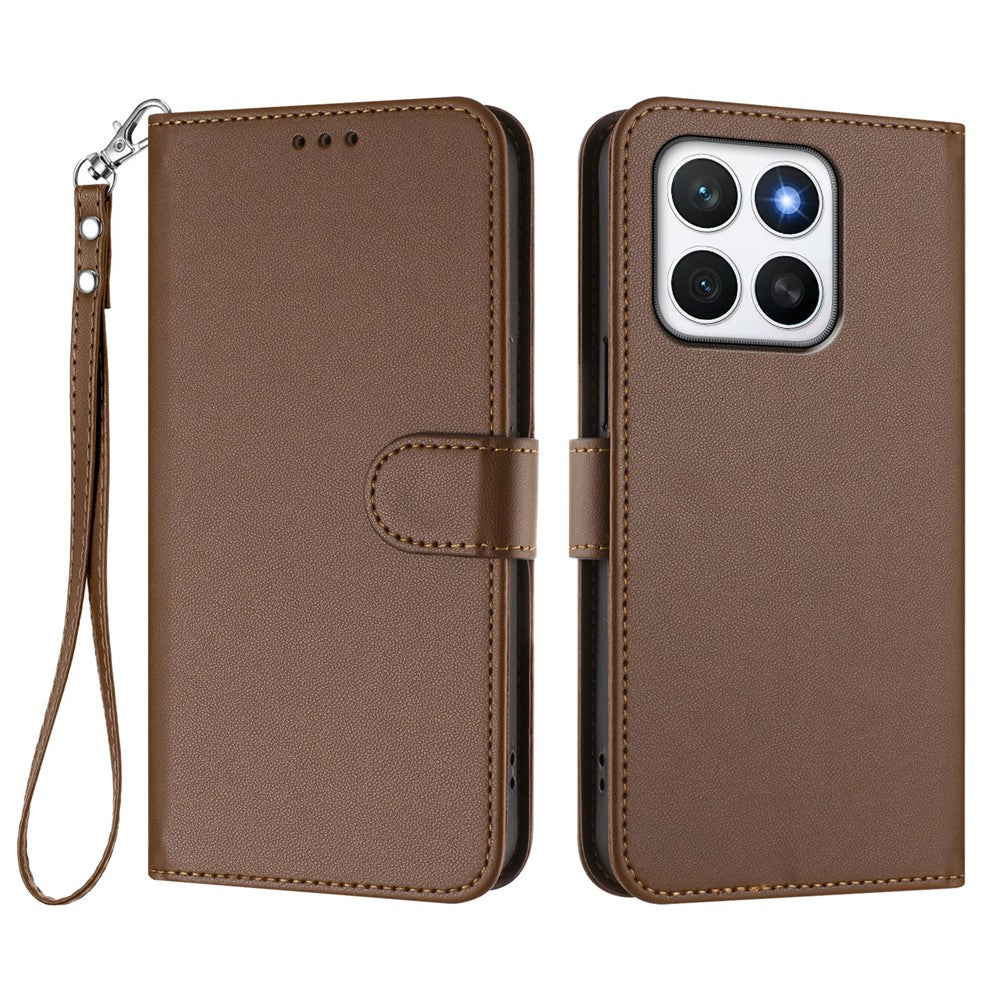 For Honor X8c 4G Leather Case Wallet Stand Phone Cover with Wrist Strap