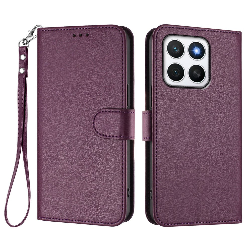 For Honor X8c 4G Leather Case Wallet Stand Phone Cover with Wrist Strap
