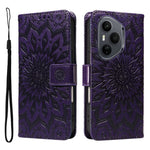 For Honor 400 Pro 5G (Global) Læder Pung Etui Solsikke Præget Telefon Cover