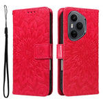 For Honor 400 Pro 5G (Global) Læder Pung Etui Solsikke Præget Telefon Cover